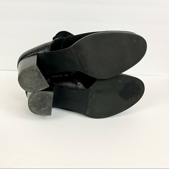 David Tate Black Suede Leather Stitch Accent Ankle Booties X-Wide Women Sz 10 WW - Picture 13 of 16